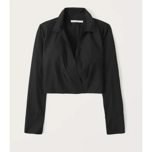Abercrombie & Fitch Long Sleeve Poplin Wrap Top - Picture 1 of 6